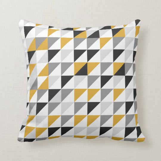Mustard, Gray, Black Throw Pillow