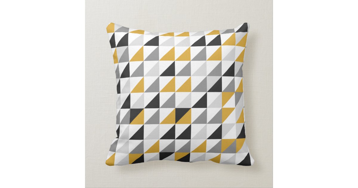 Mustard, Gray, Black Throw Pillow Zazzle