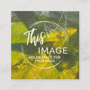 Mustard & Gray Green Abstract Modern Logo Square Business Card