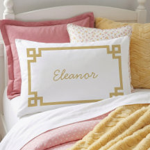 Mustard Greek Key Monogram Standard Pillow Case