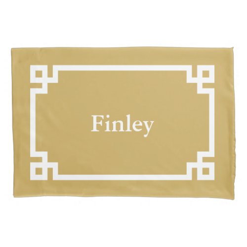 Mustard Greek Key Monogram Standard Pillow Case