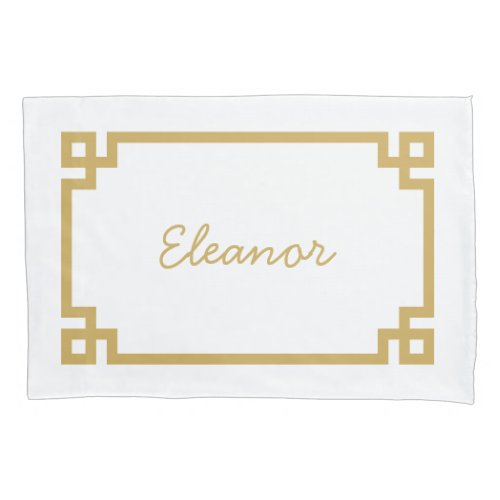 Mustard Greek Key Monogram Standard Pillow Case