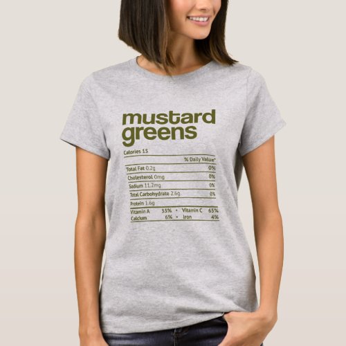 Mustard Greens Nutrition Fact Funny Thanksgiving T_Shirt
