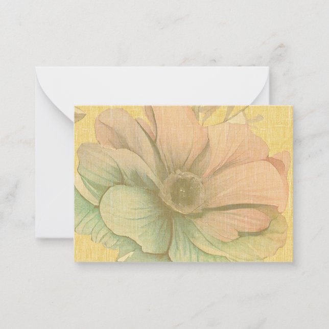 Mustard-ish Woven Floral Watercolor  Note Card (Front)