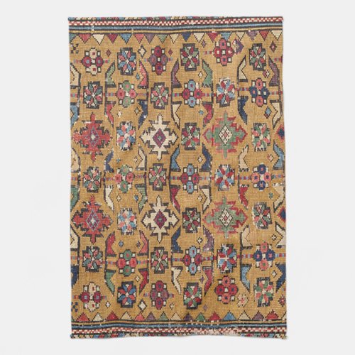 Mustard Khyrdagyd 19th Century Colorful Dark Red Kitchen Towel