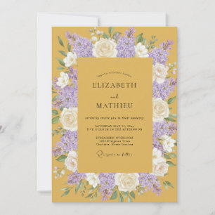 Mustard Lavender Wreath Wedding Invitation