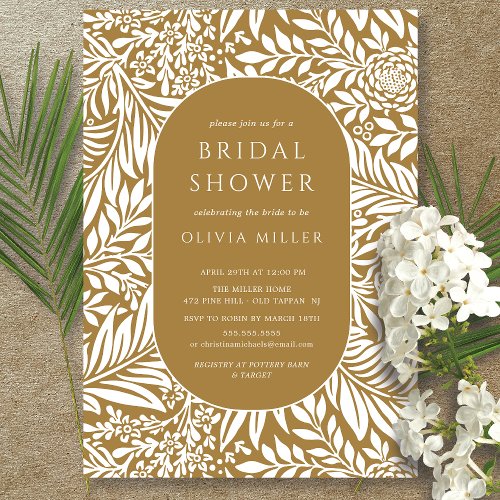 Mustard Leaf Floral Bridal Shower Invitation