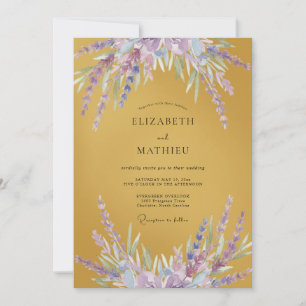 Mustard Lilac Wisteria Wedding Invitation