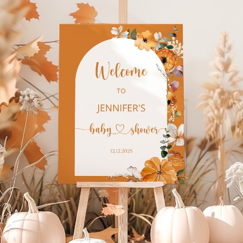 Mustard little pumpkin baby shower welcome foam board