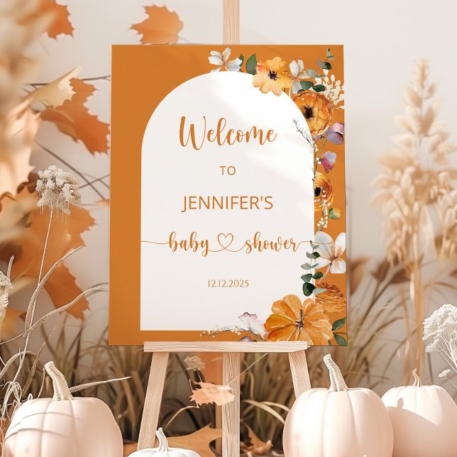 Mustard little pumpkin baby shower welcome foam board (Creator Uploaded)