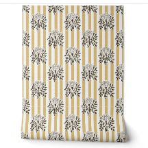 Mustard Marigold flowers stripe pattern