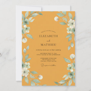 Mustard Mint Leafy Wedding Invitation