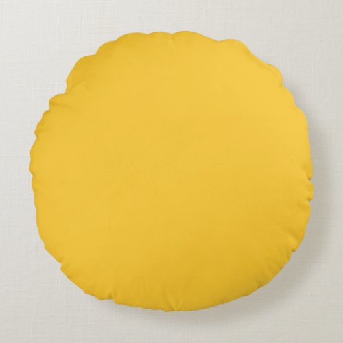 Mustard ocher yellow solid basic plain color round pillow