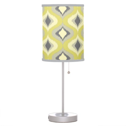 Mustard Ochre Yellow Green Ikat Ogee Art Pattern Table Lamp