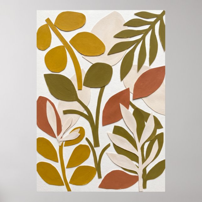Mustard Olive Leaf Pattern Poster (Front)