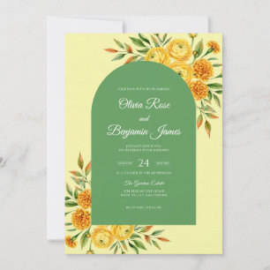 Mustard Olive Marigold Eucalyptus Wedding Invitation