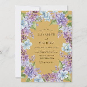 Mustard Periwinkle Wisteria Wedding Invitation