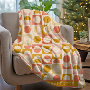 Mustard Pink Cream Pattern Personalized Fleece Blanket by Ricaso_Designs at Zazzle