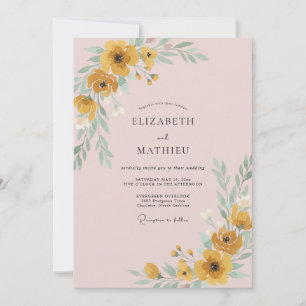 Mustard Poppy Blush Wedding Invitation