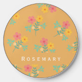 Mustard Retro Daisy Bouquet Pattern Wireless Charger (Front)