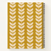 Mustard Retro Vibe Leaf Pattern Monogram Notebook (Back)