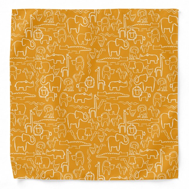 mustard safari animals in chalk bandana (Front)
