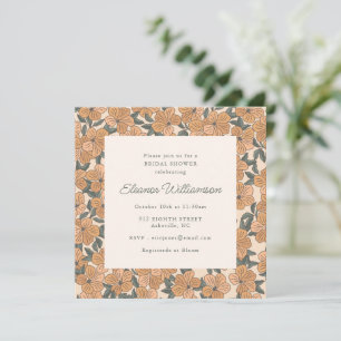 Mustard Sage Floral Pattern Bridal Shower Square Invitation