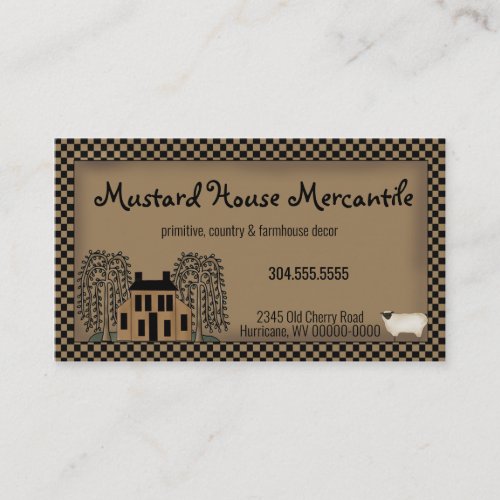 Mustard Saltbox House Rustic Kraft Business Card