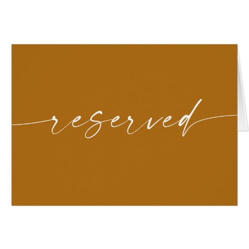 Mustard script minimalist wedding reserved sign