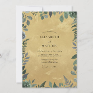 Mustard Slate Leaf Wedding Invitation