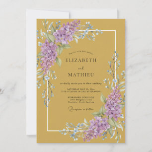 Mustard Soft Lilac Wisteria Wedding Invitation