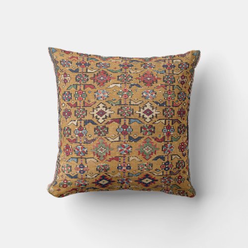 Mustard Southwestern Colorful Ornate Throw Pillow