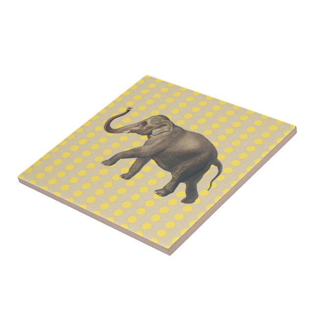 Mustard Spice Moods Dots with Elephant Ceramic Tile (Side)
