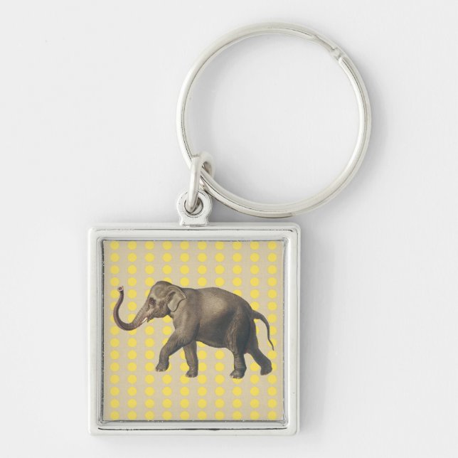 Mustard Spice Moods Dots with Elephant Keychain (Front)