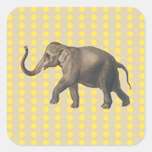 Mustard Spice Moods Dots with Elephant Square Sticker
