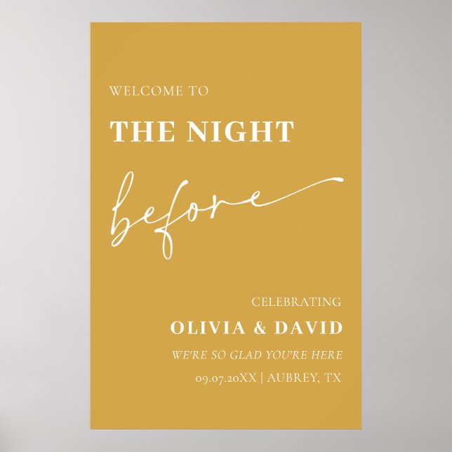 Mustard The Night Before Rehearsal Welcome Sign (Front)