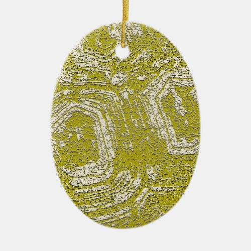 Mustard Tortoise Shell abstract print by LeahG Ceramic Ornament