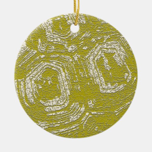 Mustard Tortoise Shell abstract print by LeahG Ceramic Ornament