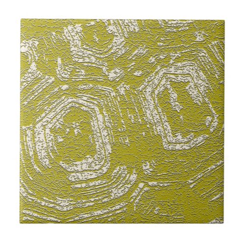 Mustard Tortoise Shell abstract print by LeahG Ceramic Tile