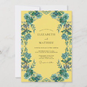 Mustard Turquoise Petal Wedding Invitation