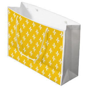 Mustard Victorian Fleur de Lys Large Gift Bag