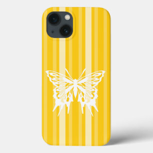 Mustard Victorian Stripe with Butterfly iPhone 13 Case
