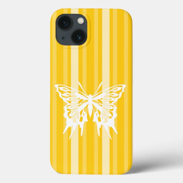 Mustard Victorian Stripe with Butterfly Case-Mate iPhone Case (Back)