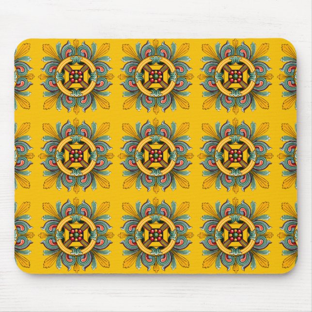 Mustard Victorian Tile Design Mouse Pad (Front)