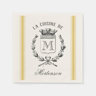 Mustard Vintage Style French Sack Custom Monogram Napkins