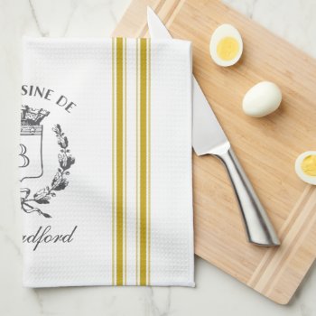 Mustard Vintage Style French Sack With Custom Name Towel by HoundandPartridge at Zazzle