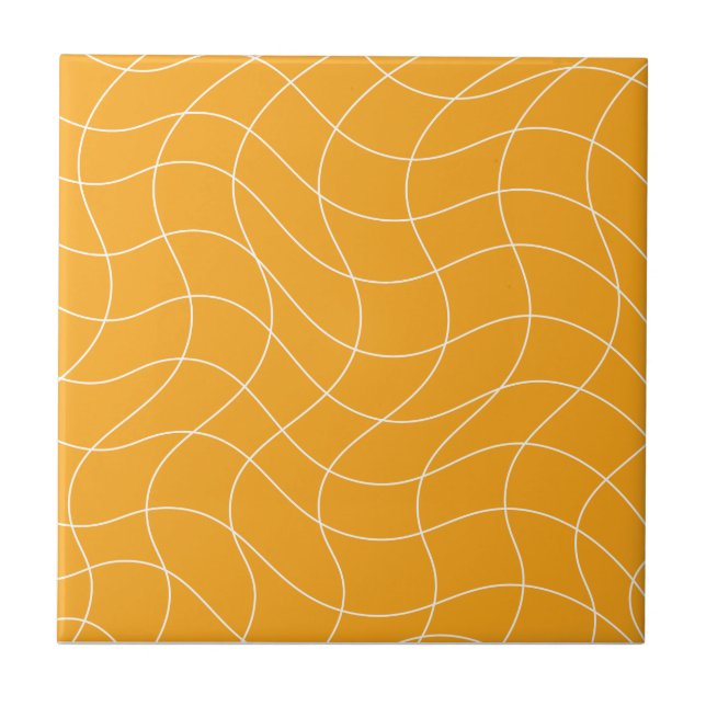Mustard white pattern art      ceramic tile (Front)