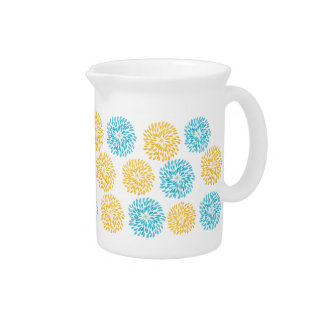 Mustard Yellow and Aqua Modern Flower Pitcher