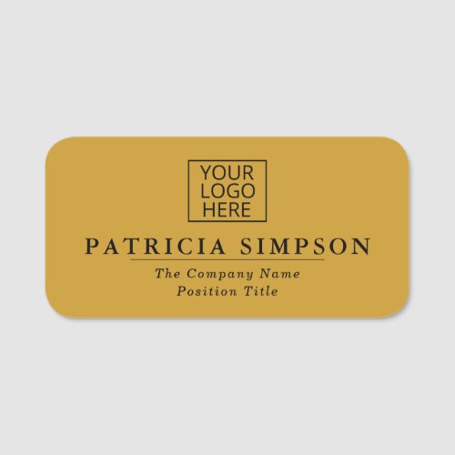 Mustard Yellow and Black Elegance Add Logo Title Name Tag