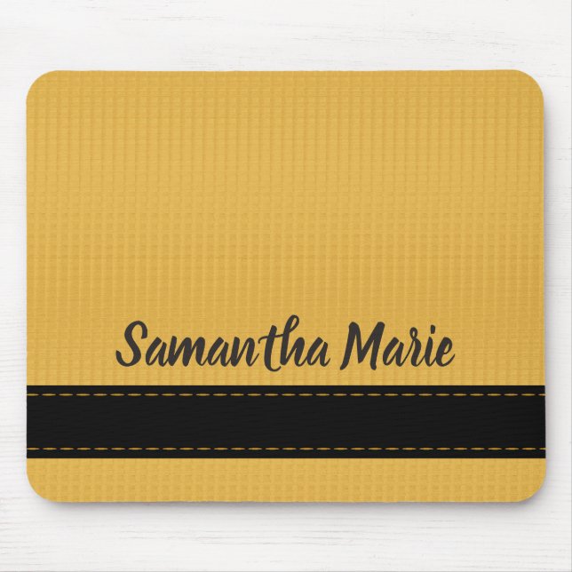 Mustard Yellow and Black Personalized Mousepad (Front)